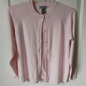 Designers Originals Pale Pink Pearl-Button Cardigan